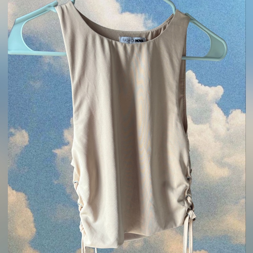 Fashion Nova Beige Sleeveless Top